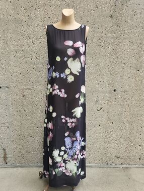 Ted Baker Black Floral Print Sleeveless Maxi Dress
